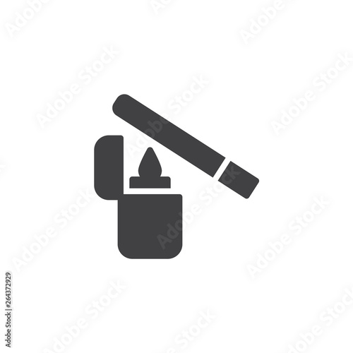 Cigarette and lighter vector icon. filled flat sign for mobile concept and web design. Fire lighter and Cigarette glyph icon. Symbol, logo illustration. Pixel perfect vector graphics