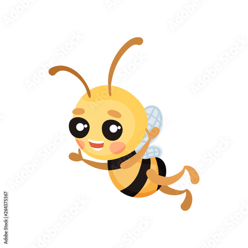 Cartoon humanized flies to the left. Vector illustration.