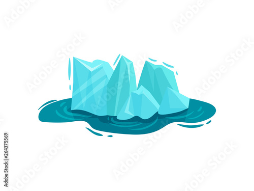 Iceberg in the middle of the lake. Vector illustration.