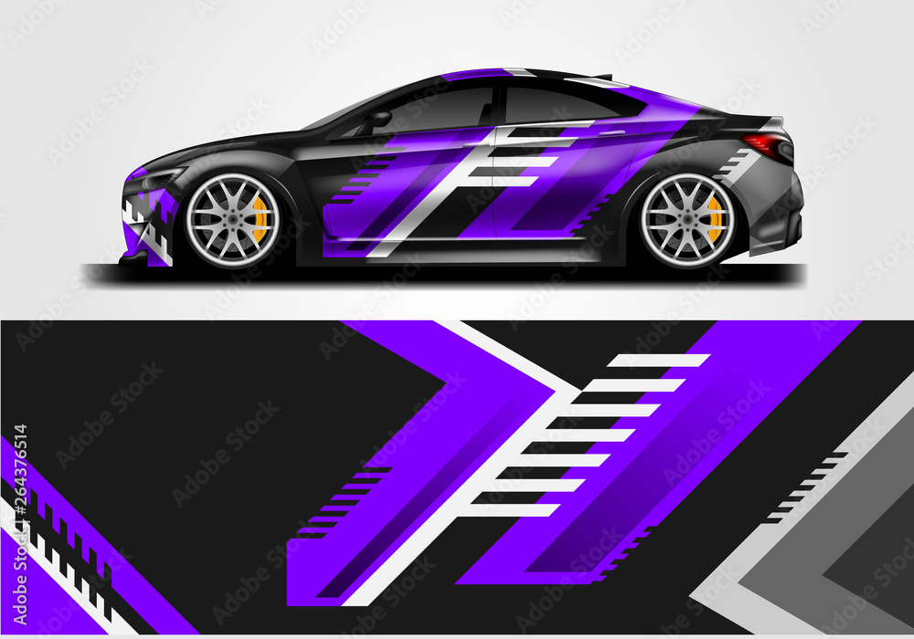 Livery decal car vector , supercar, rally, drift . Graphic abstract stripe racing background . File ready to print and editable . Livery decal car vector , supercar, rally, drift . Graphic abstract stripe racing background . File ready to print and editable .