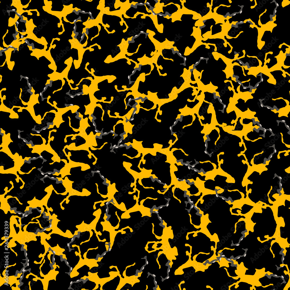 Urban UFO camouflage of various shades of grey, black and yellow colors Urban UFO camouflage of various shades of grey, black and yellow colors