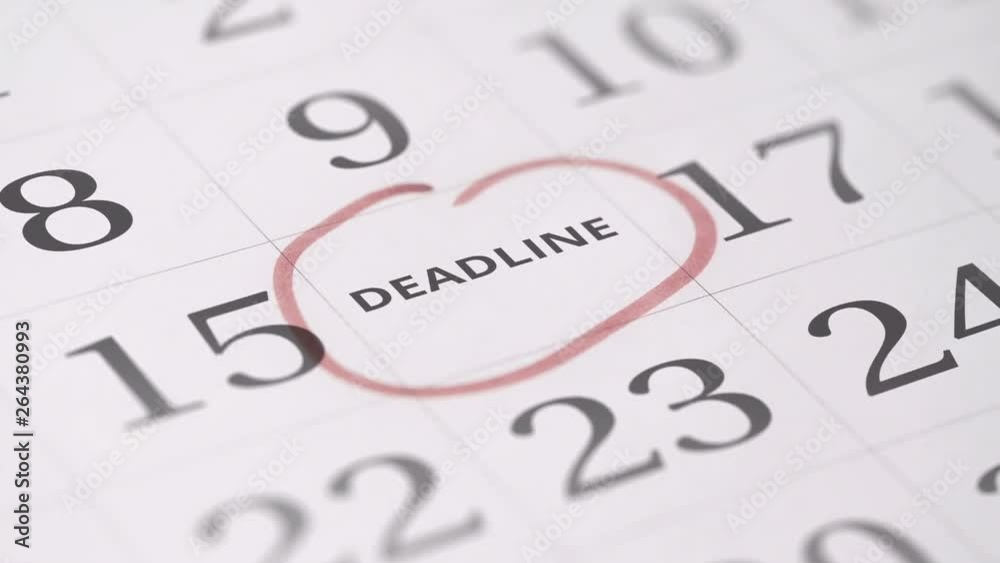Marked the sixteenth 16 day of a month in the calendar transforms into DEADLINE text