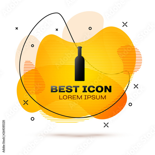 Black Bottle of wine icon isolated on white background. Fluid color banner. Vector Illustration