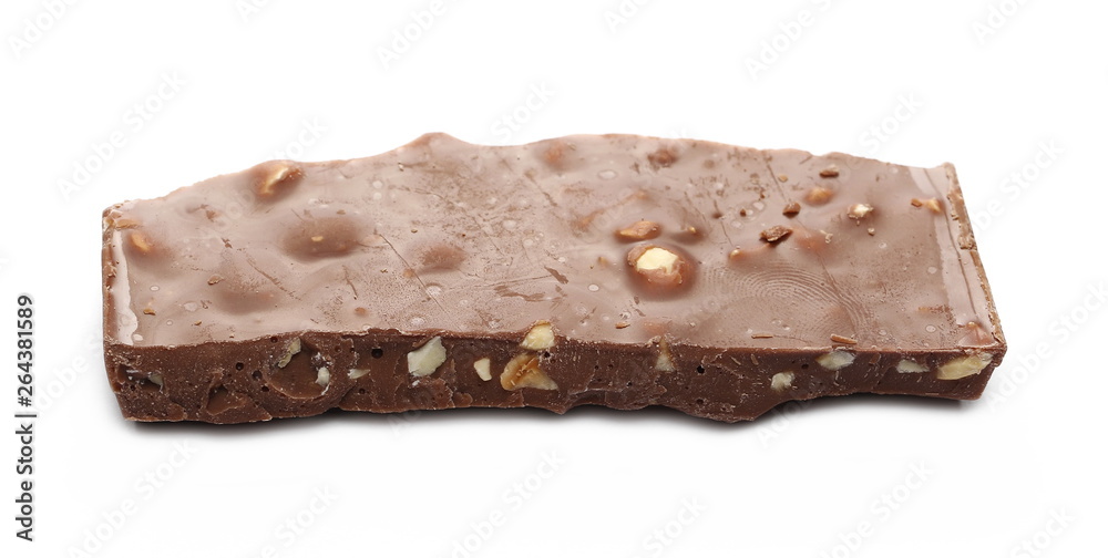 Chocolate with hazelnuts isolated on white background Chocolate with hazelnuts isolated on white background