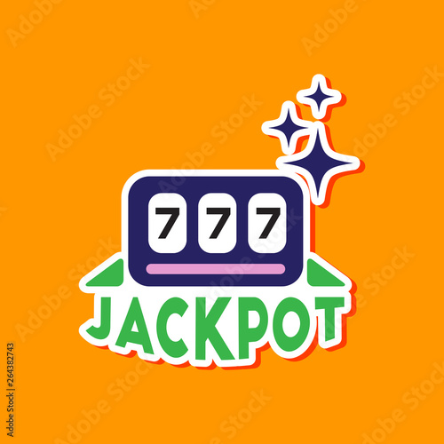 paper sticker on stylish background jackpot Lucky seven