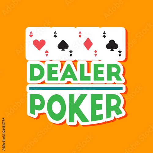 paper sticker on stylish background poker casino dealer