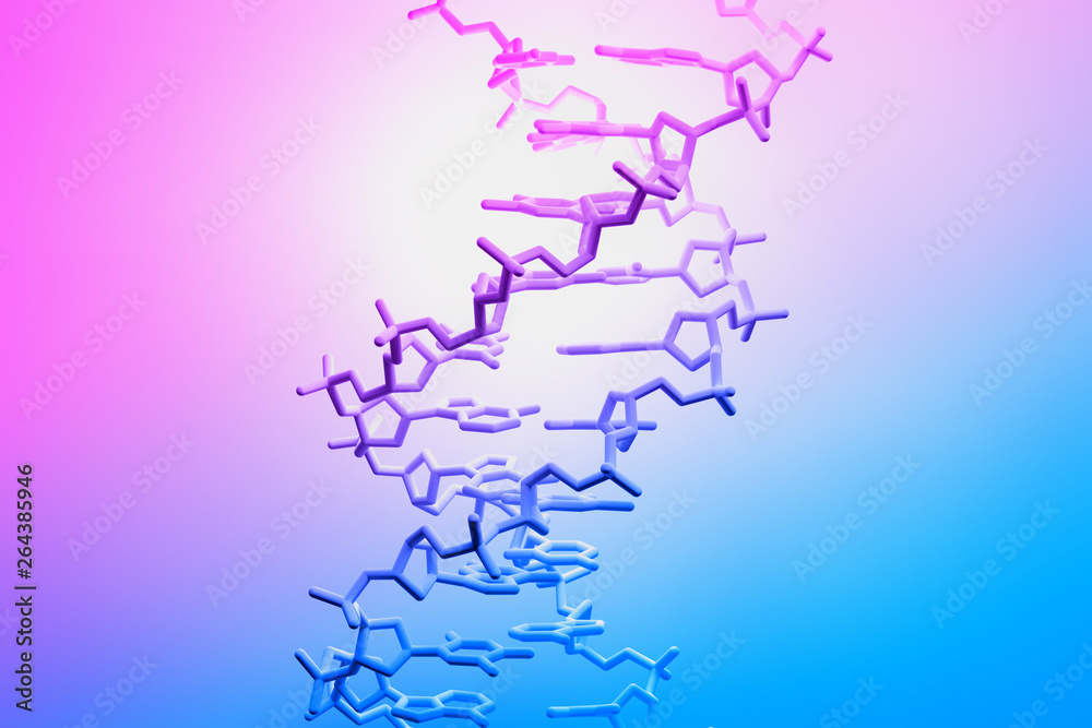 DNA helix on pink blue background DNA helix on pink blue background