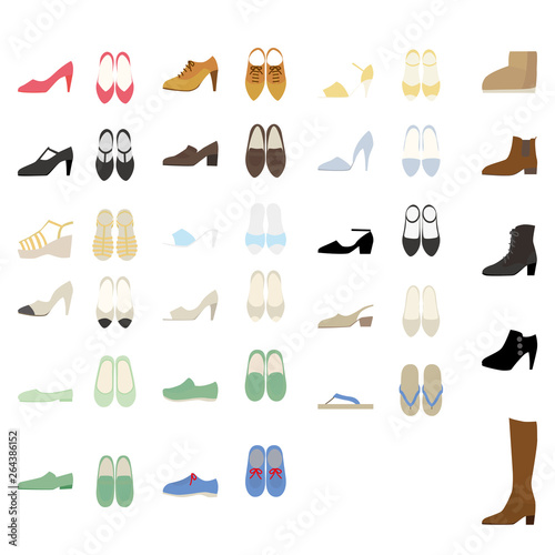 Illustration set of shoes for women.