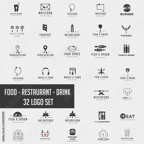 food chef logo collection design vector icon element