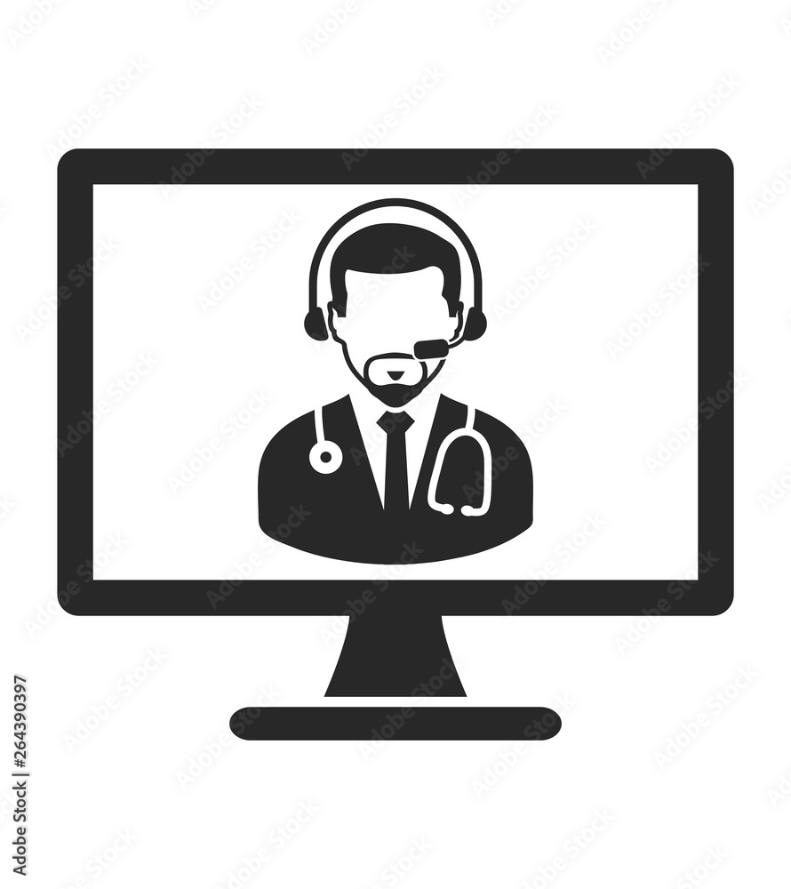 Online Medical consultant icon. Flat style vector EPS. Online Medical consultant icon. Flat style vector EPS.