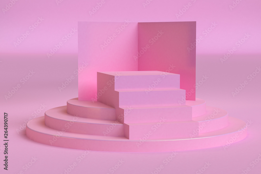 Minimalist abstract background, Pink primitive geometrical figures, pastel colors, 3D render. Minimalist abstract background, Pink primitive geometrical figures, pastel colors, 3D render.