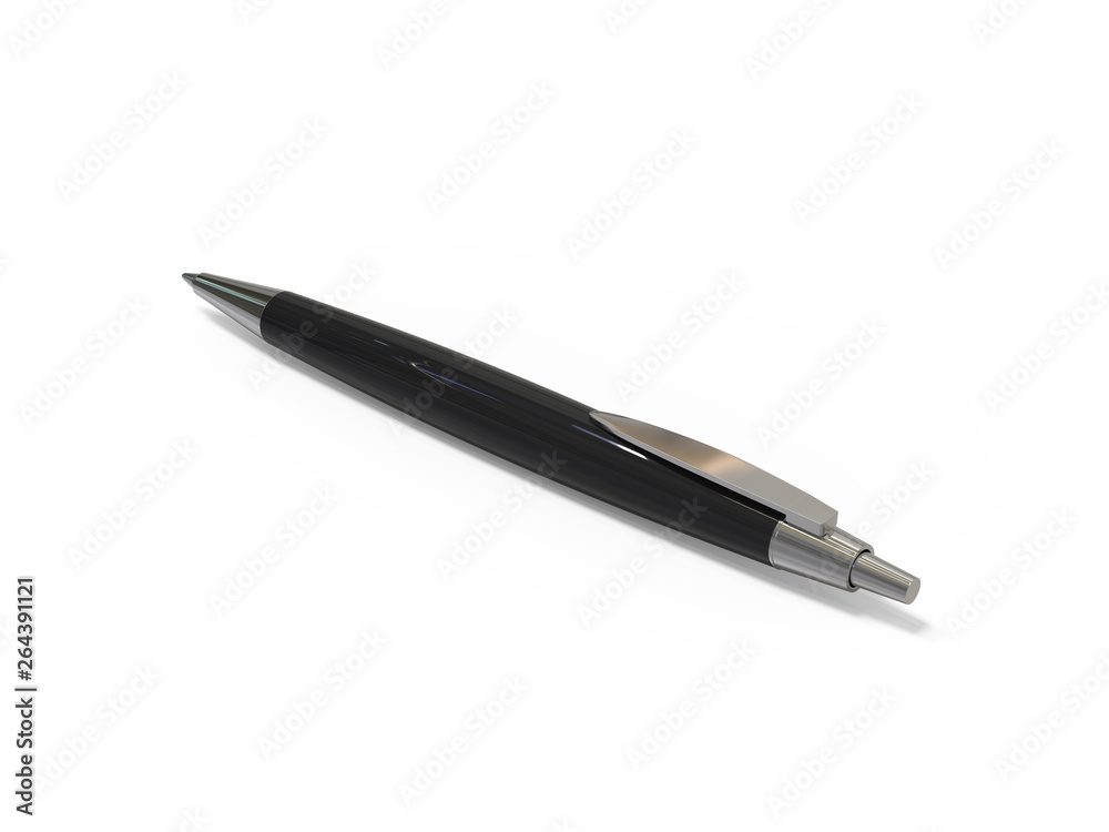 Black ball pen on isolated white background, 3d illustration Black ball pen on isolated white background, 3d illustration