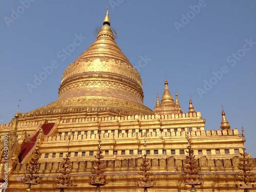 Bright Golden Temple in Bagan, Myanmar
