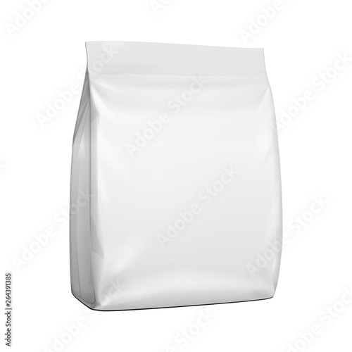 Mockup Blank Stand Up Pouch Snack Sachet Bag. Mock Up, Template. Illustration Isolated On White Background. Ready For Your Design. Product Packaging. Vector EPS10