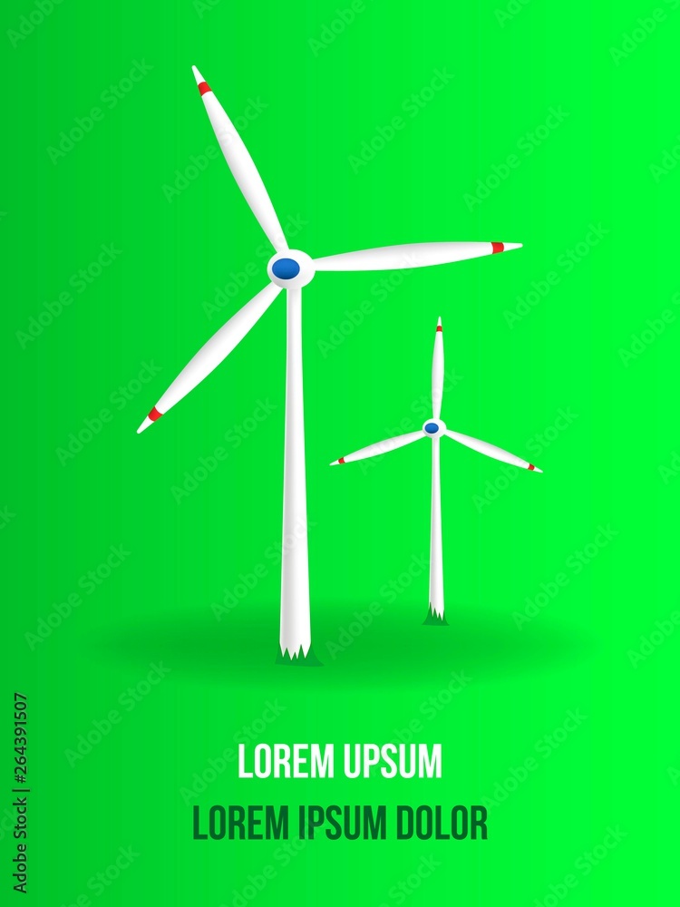 Realistic vector illustration. Alternative sources of energy. Green energy. Windmills. Realistic vector illustration. Alternative sources of energy. Green energy. Windmills.