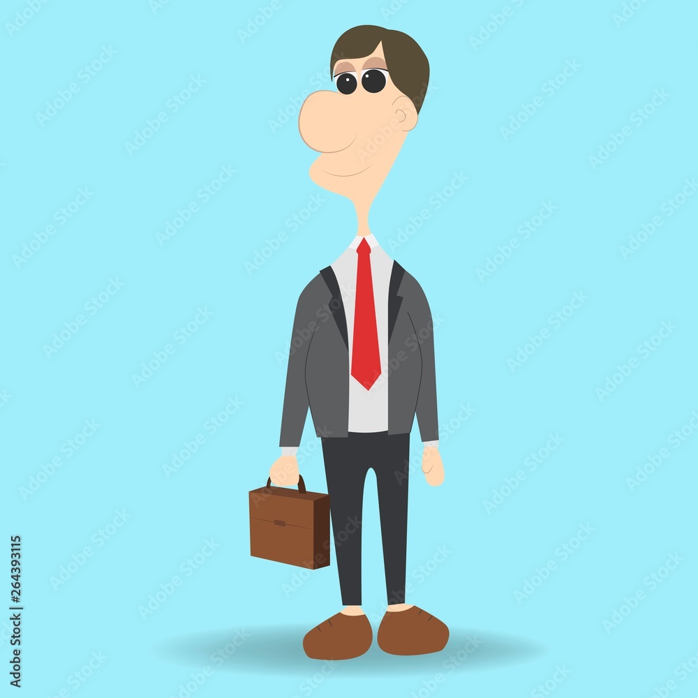 Businessman holding briefcase isolated on white background. Vector  illustration flat design. Male cartoon character. Office manager in a  business suit. Confident man. Stock Illustration | Adobe Stock