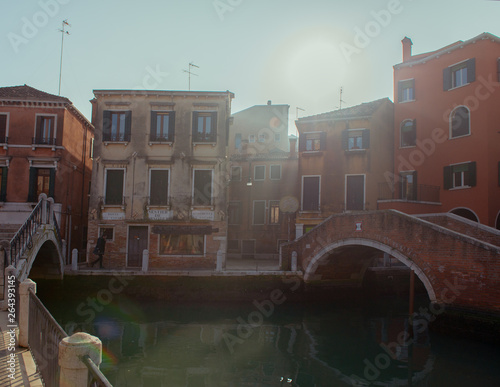 Сhannel in Venice, Italy. Beautiful ancient romantic italian city. photo