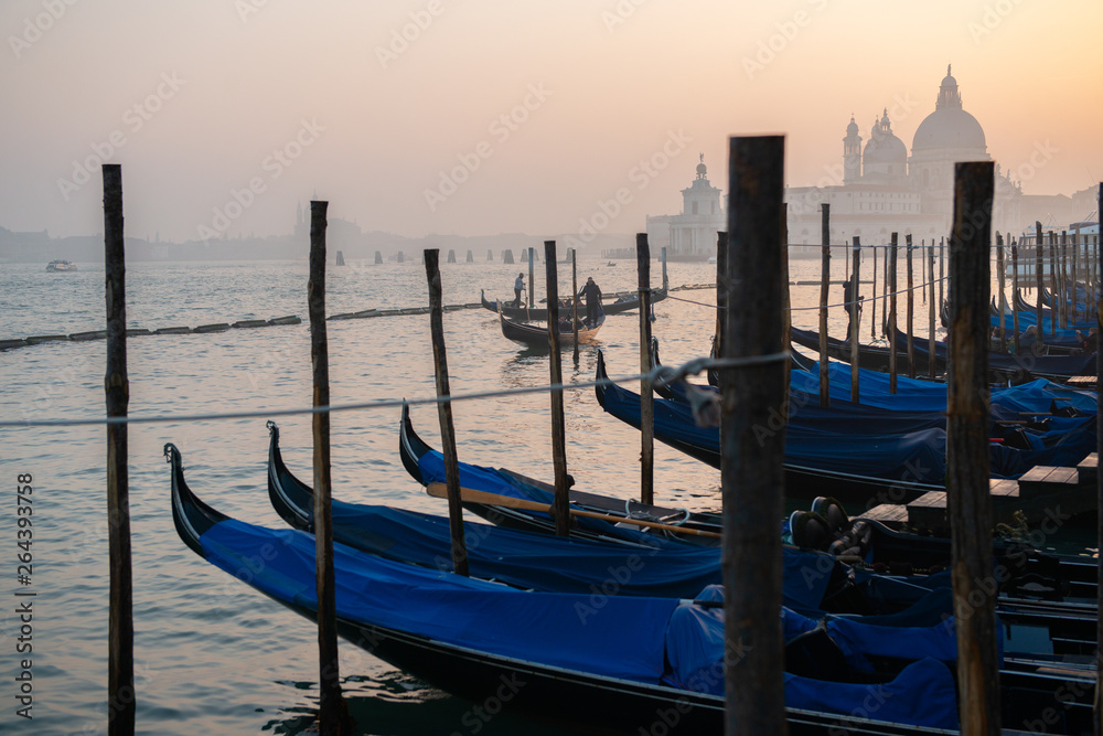 Grand Сhannel with gondolas, Venice, Italy. Beautiful ancient romantic italian city.