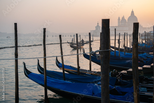 Grand Сhannel with gondolas, Venice, Italy. Beautiful ancient romantic italian city.