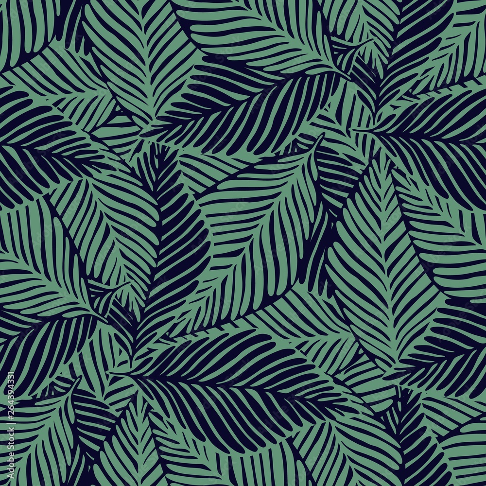 Abstract trendy jungle seamless pattern. Exotic plant.