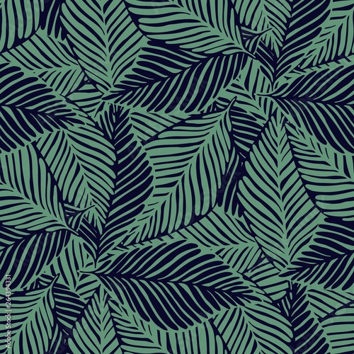 Abstract trendy jungle seamless pattern. Exotic plant.