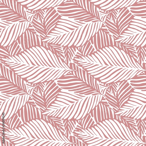 Abstract pink jungle seamless pattern. Exotic plant.
