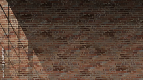painted wall of old brick with a shadow from the window