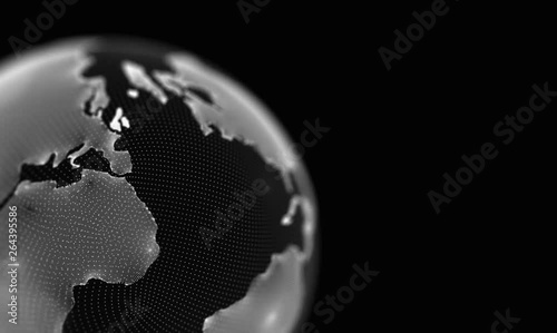 White globe rotating on black background. Looping animation.
