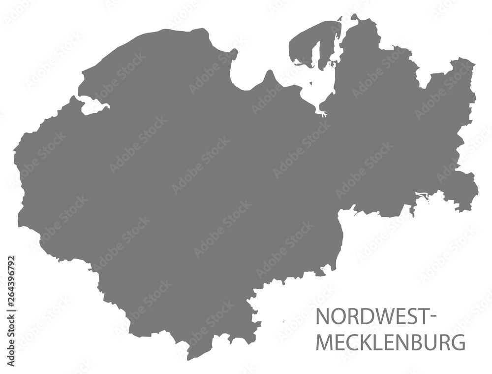 Nordwestmecklenburg grey county map of Mecklenburg Western Pomerania DE