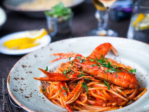 fresh italian pasta with lobster