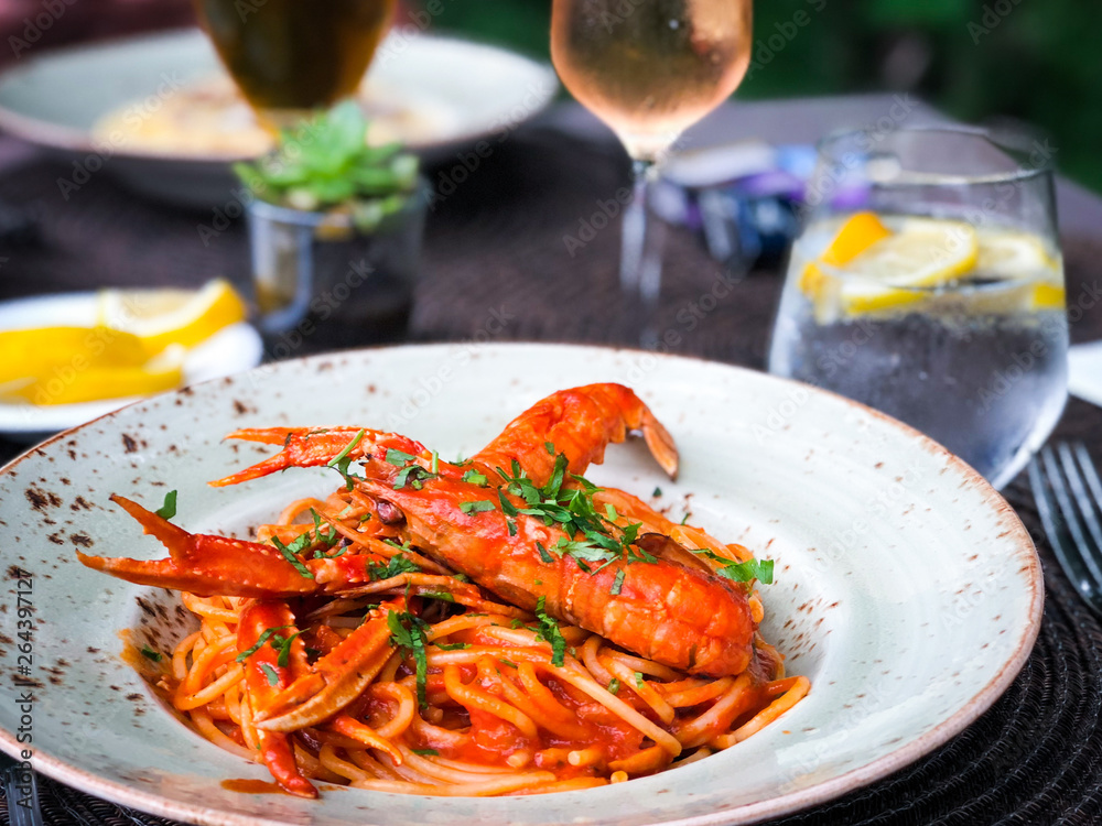 fresh italian pasta with lobster