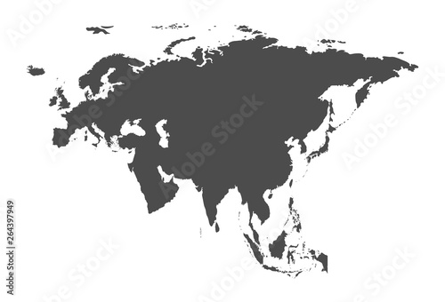 Vector illustration with simplified map of Eurasia continent.