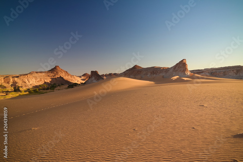 aerial Panoramic landscape near Boukkou lake group of Ounianga Serir lakes at the Ennedi, Chad photo