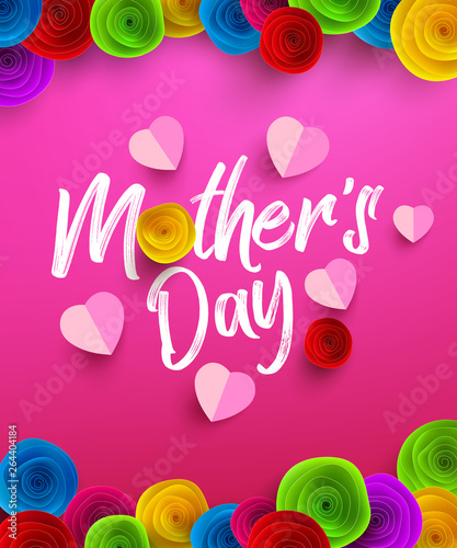 Happy Mother s Day Poster or banner with paper flower.Happy Mother s Day.Trendy Design Template for Mother s Day concept.Vector illustration EPS10