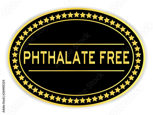 Black and gold color sticker in word phthalate free on white background