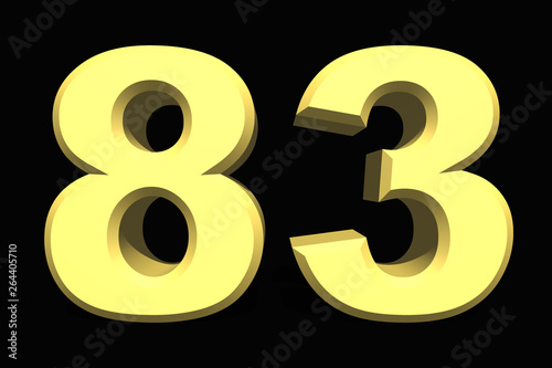 83 eighty-three number 3d blue on a dark background photo