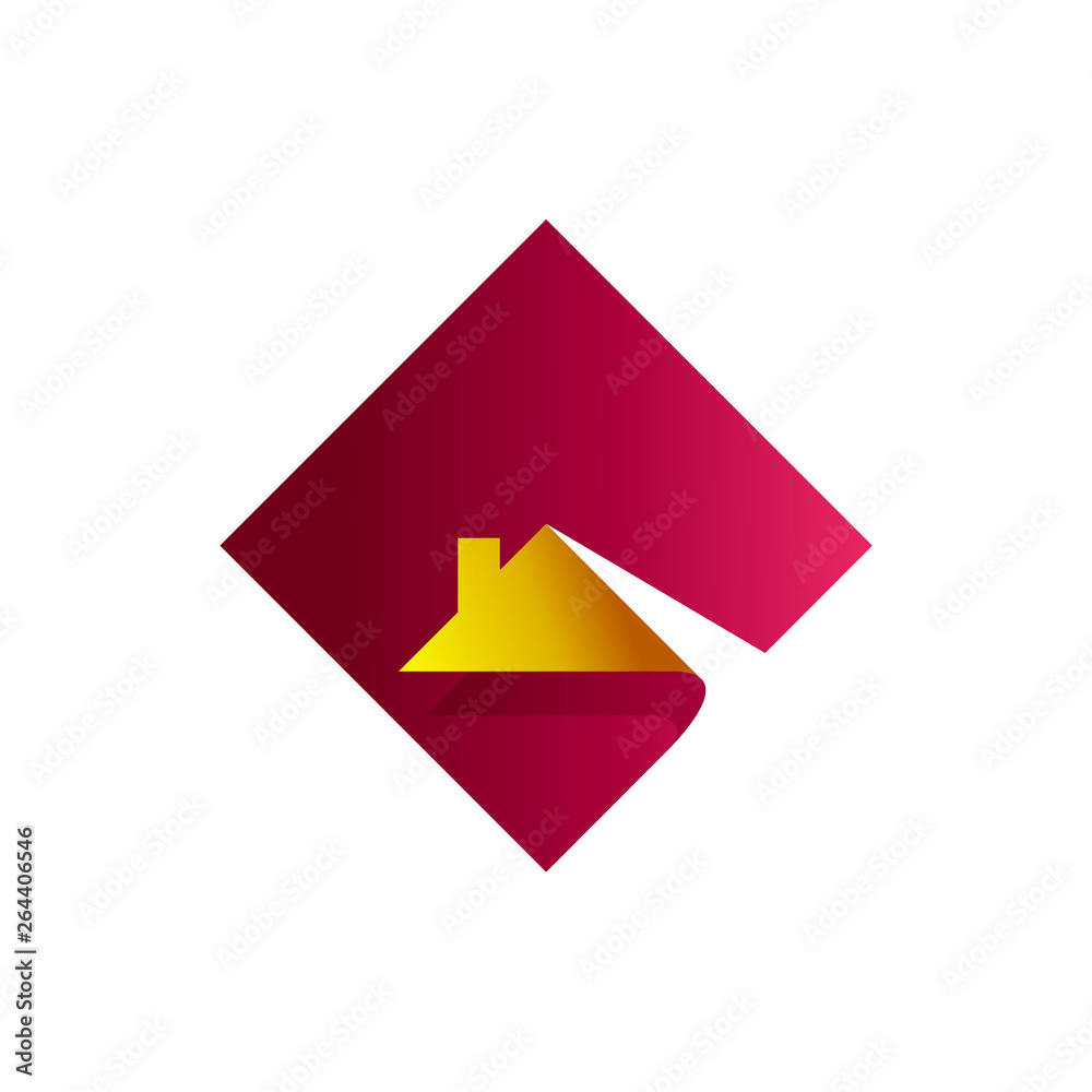 real estate logo, fold paper and house, logo template