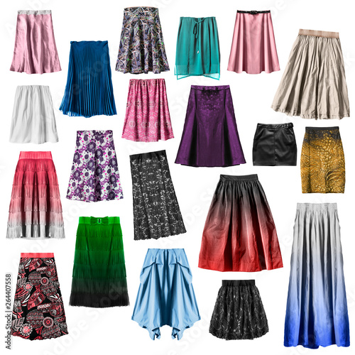 Group of skirts isolated