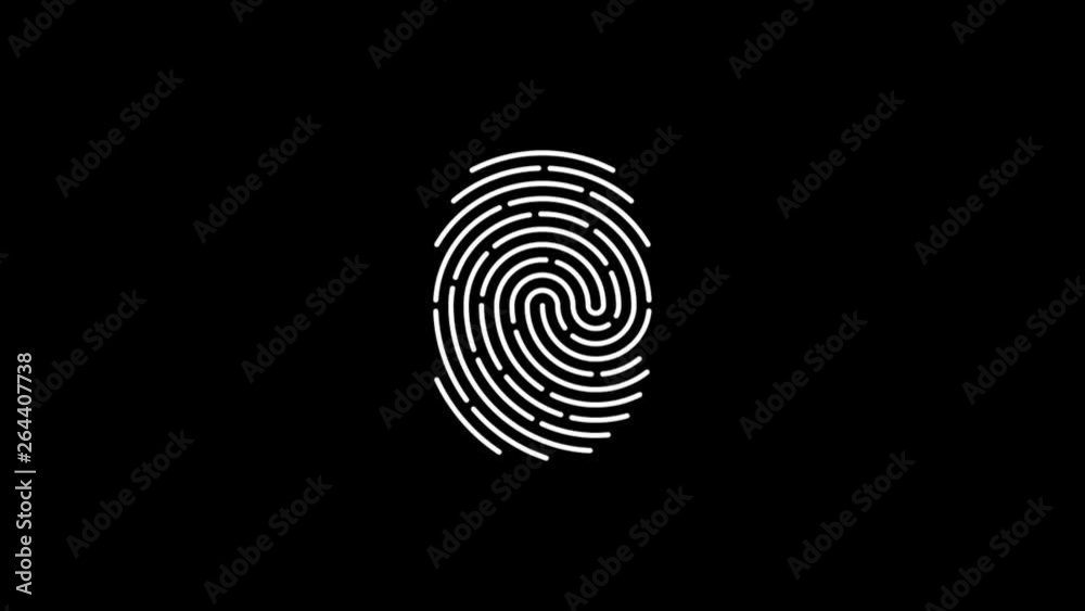 Fingerprint scan icon animation on black background with alpha channel. Futuristic Touch ID technology of mobile security for unlock device Fingerprint scan icon animation on black background with alpha channel. Futuristic Touch ID technology of mobile security for unlock device