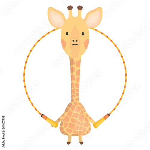 cute giraffe jumping rope childish character