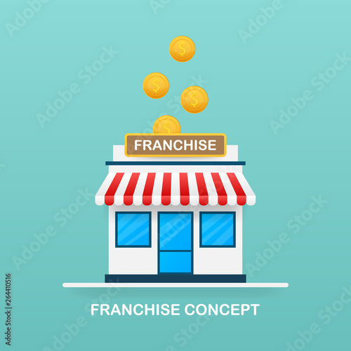 Franchise business concept, franchise marketing system. Vector illustration.