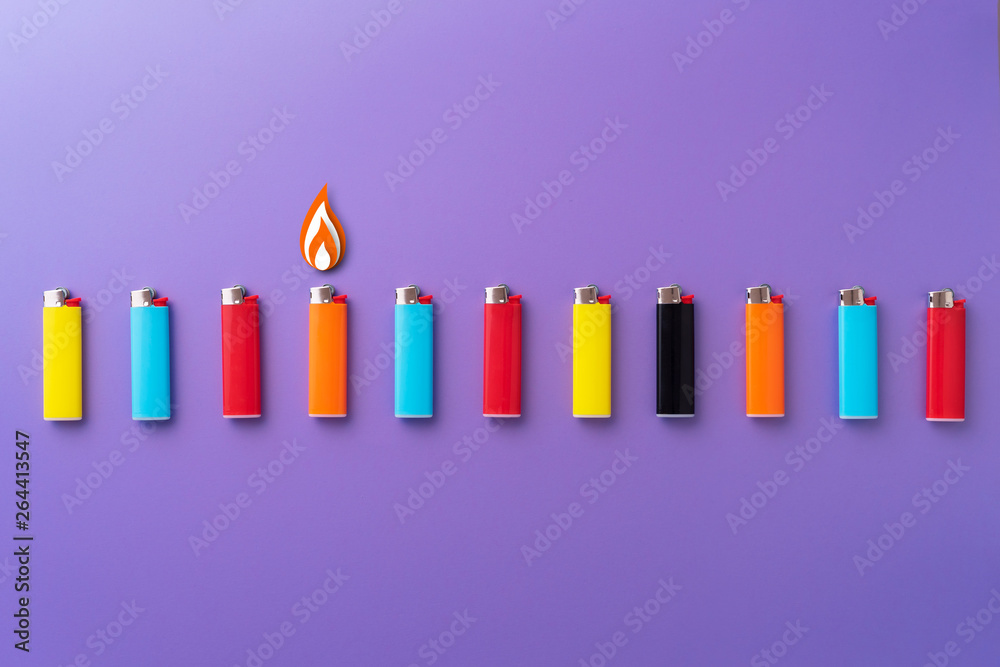 Multiple colorful lighters Multiple colorful lighters