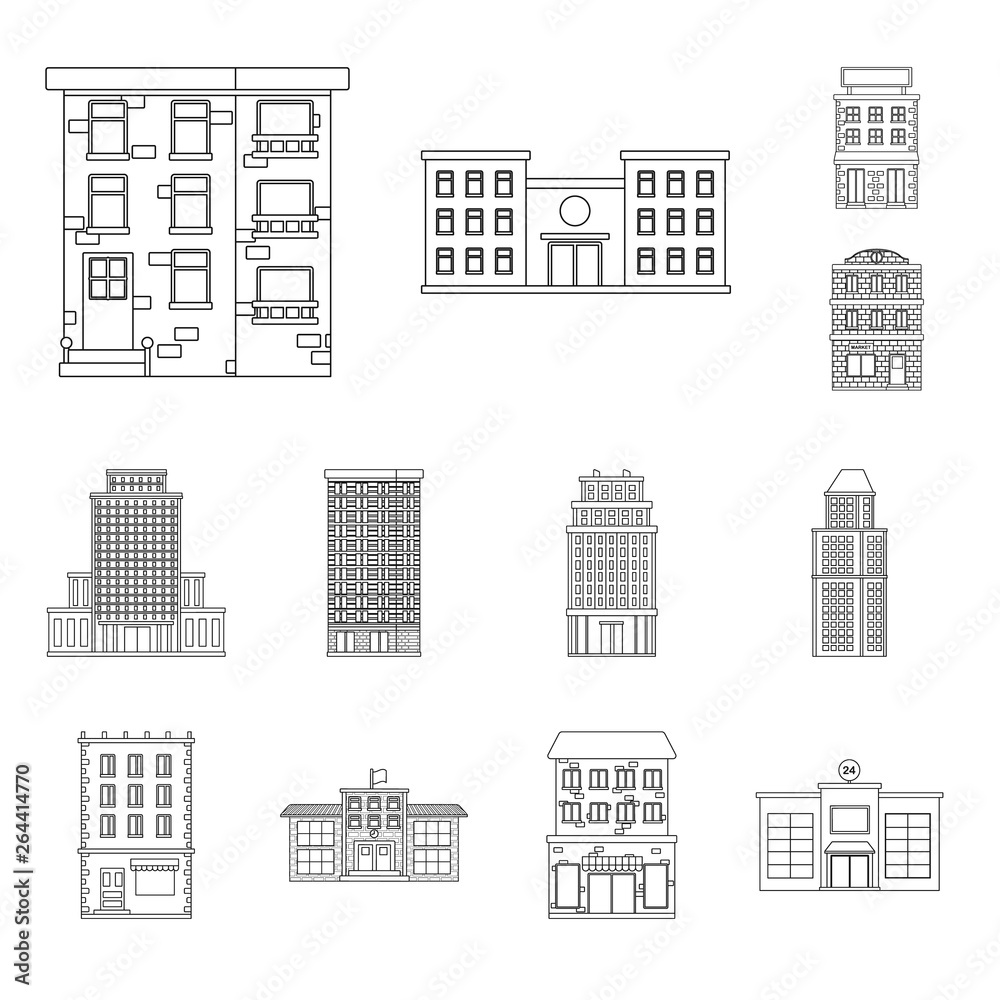 Vector design of architecture and exterior  icon. Collection of architecture and city vector icon for stock.