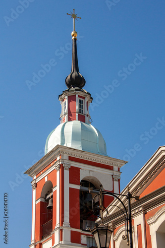 Bell tower of St. Panteleimon Church built in the 18th century. Saint-Petersburg