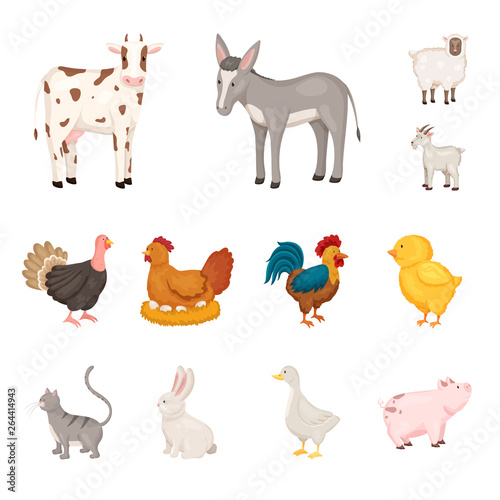 Vector illustration of farm and food sign. Set of farm and countryside stock symbol for web.