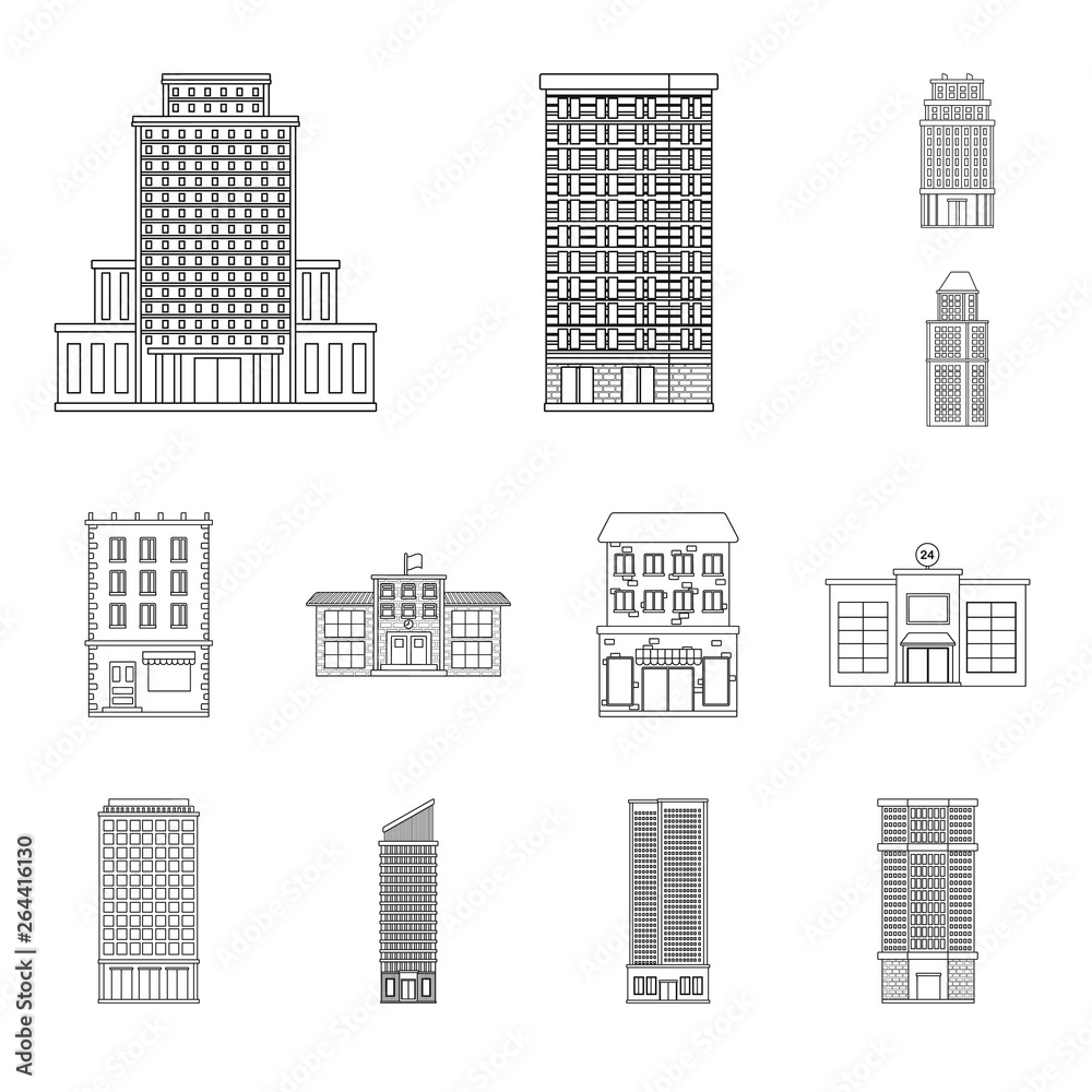 Vector illustration of architecture and exterior  logo. Set of architecture and city vector icon for stock.
