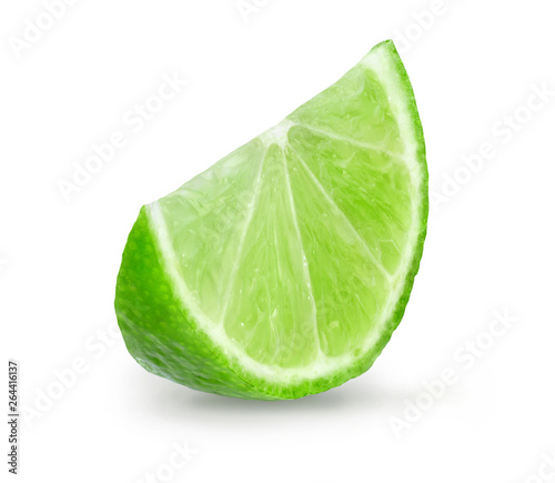 Lime slice isolated on white background.
