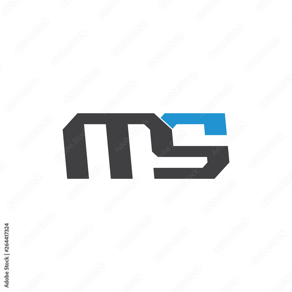 letter ms simple linked geometric logo vector letter ms simple linked geometric logo vector