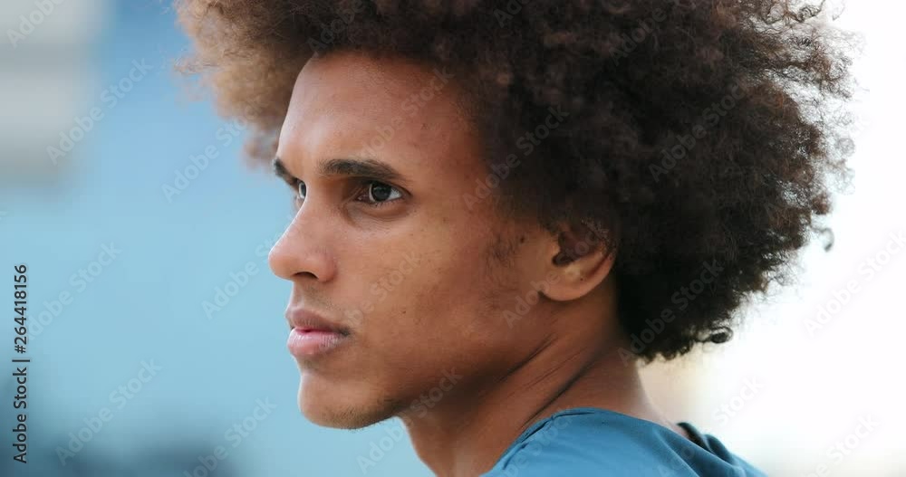 Profile of smart handsome mixed race young man thinking Stock Video ...