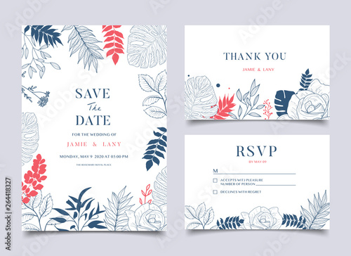 Tropical Wedding Floral Frame Background Invitation